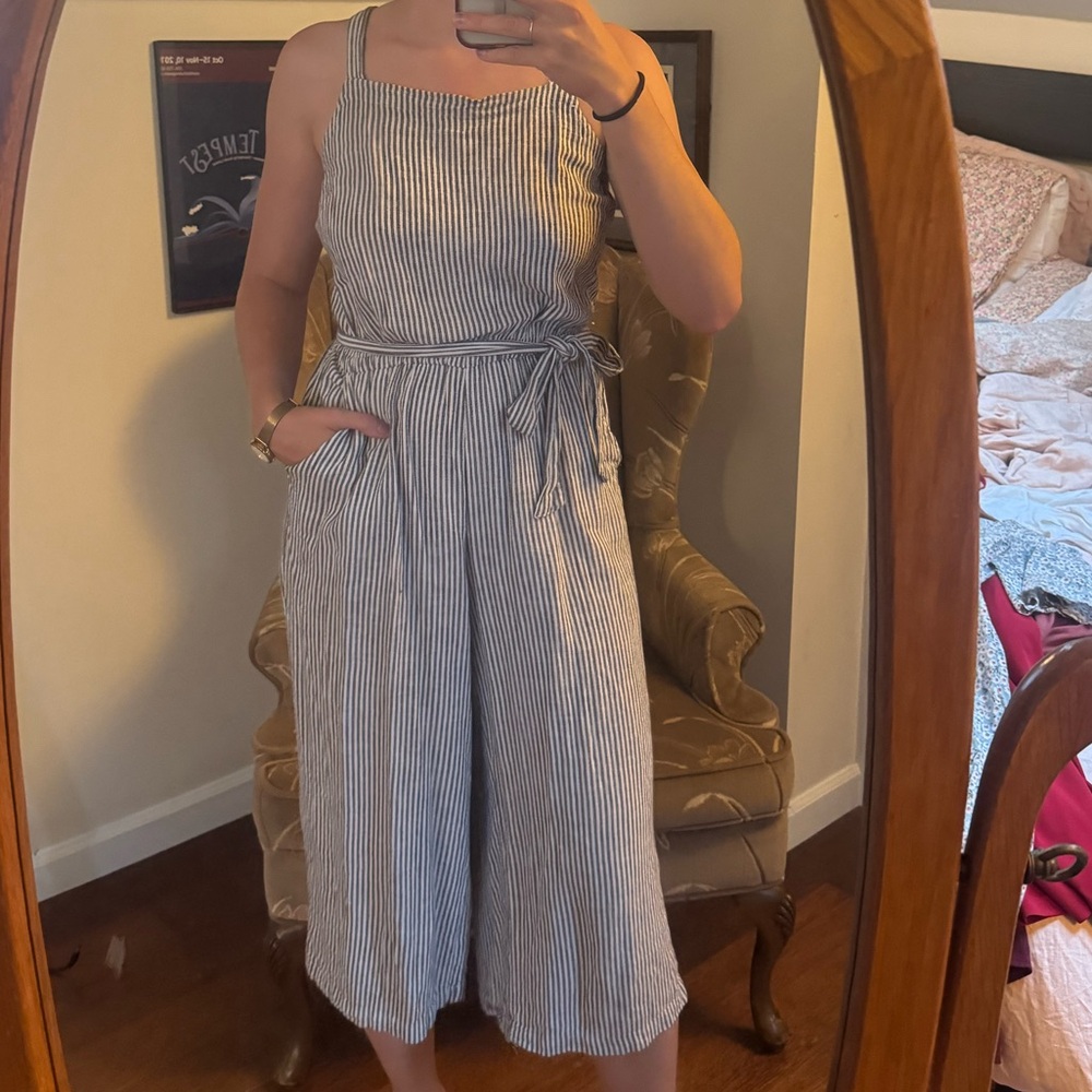 Blue and White Stripped Jumpsuit